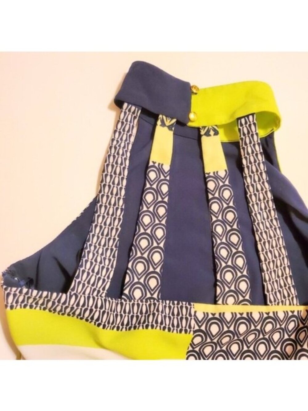 Babydoll Tank Mix Print Panels Boho Flare Halter Funky Strap Back - Picture 6 of 10